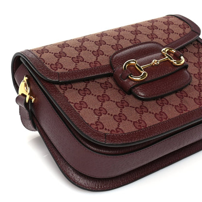 Gucci Monogram Textured Dollar Calfskin Horsebit 1955 Shoulder Bag Sahara Rubino Chardonnay 7 of 8