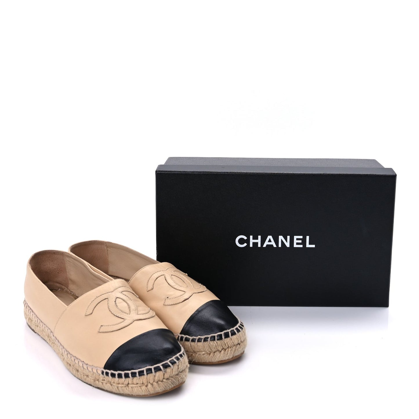 Lambskin CC Espadrilles 40 Beige Black