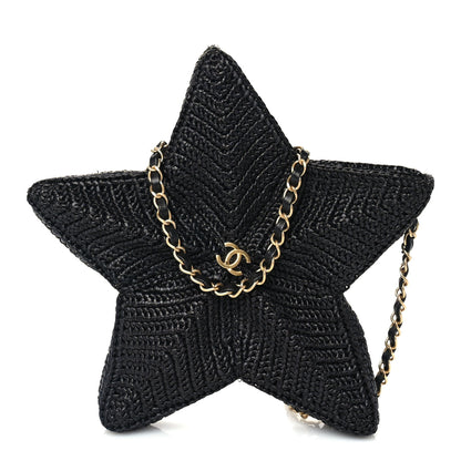 Chanel Raffia Star Coco Beach Bag Black 1 of 9