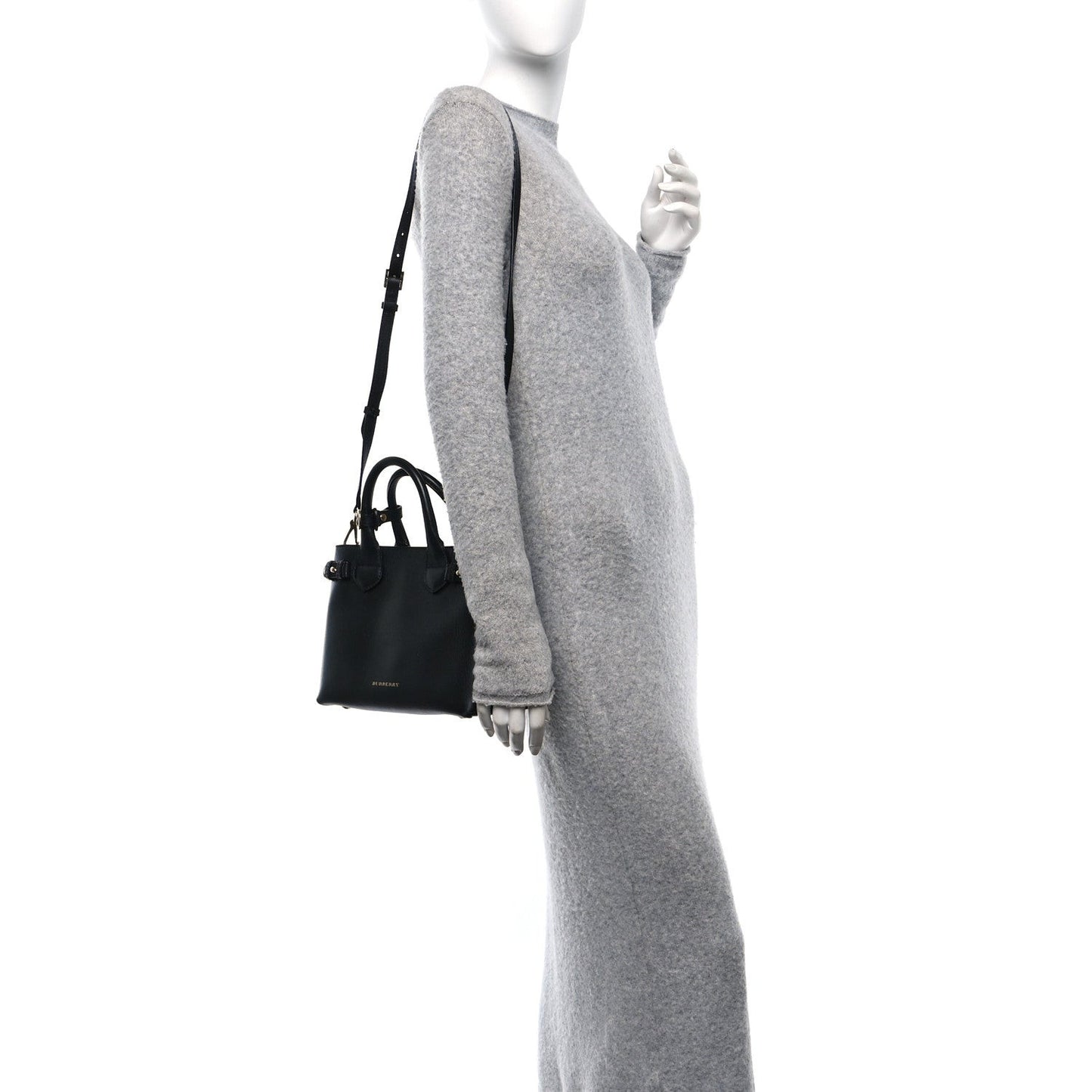 Derby Calfskin House Check Small Banner Tote Black