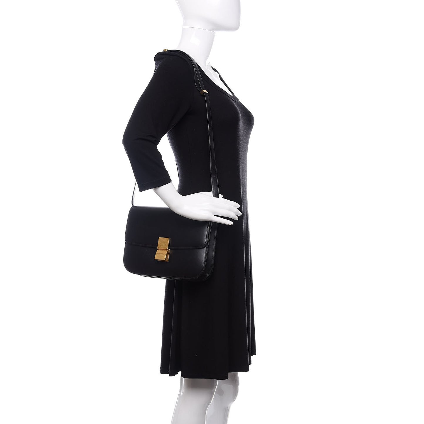 Box Calfskin Medium Classic Box Flap Bag Black