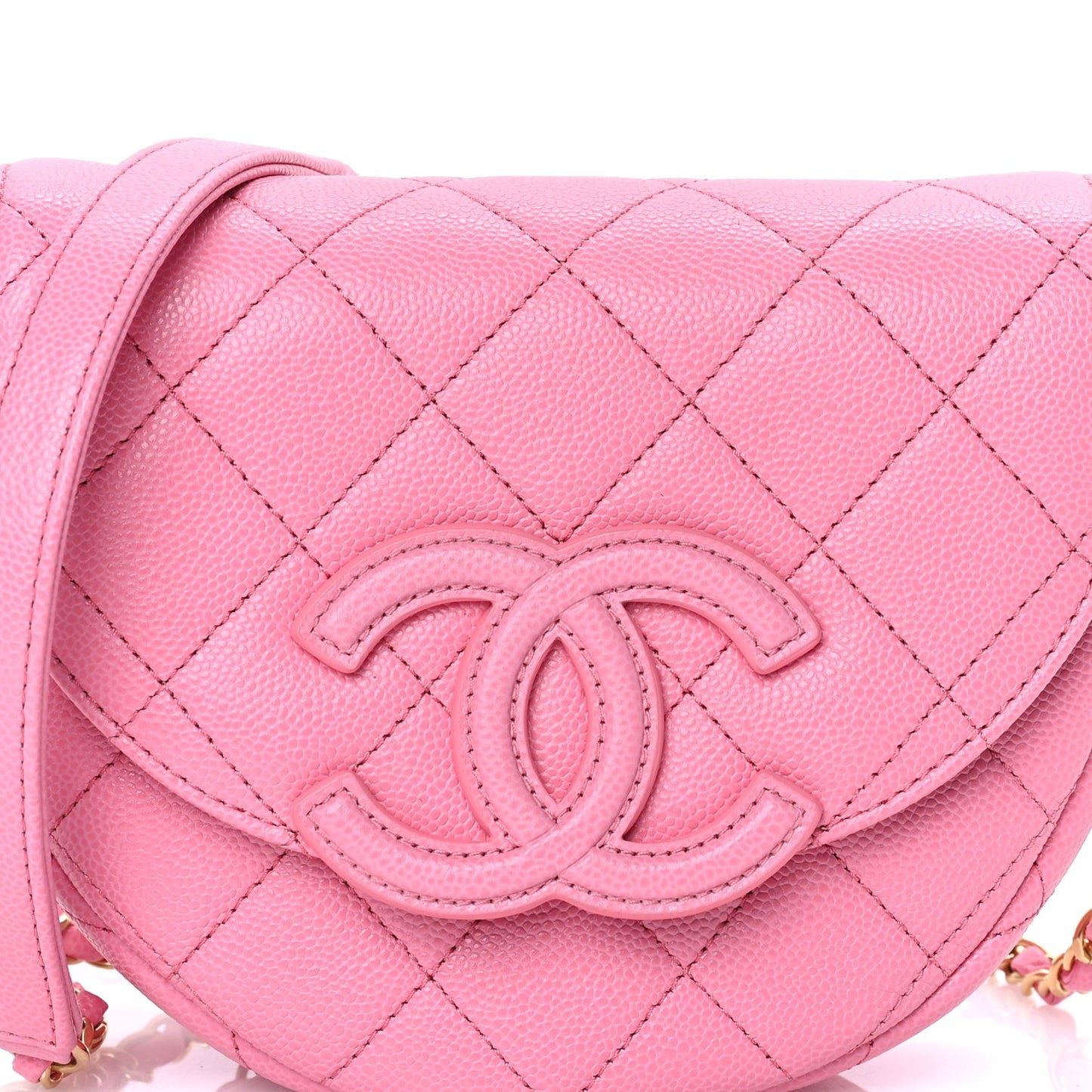 Caviar Quilted Mini Messenger Flap Pink