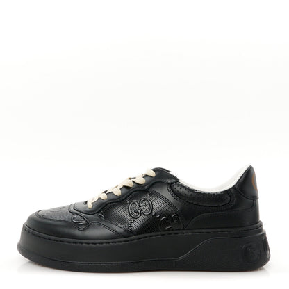 Gucci Calfskin GG Tennis Embossed Perforated Mens Interlocking G 55mm Sneakers 8.5 Black 1 of 7