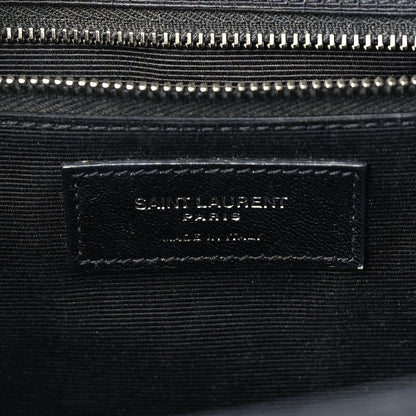 Saint Laurent Calfskin Crocodile Embossed Monogram Large Satchel  Black 5 of 8