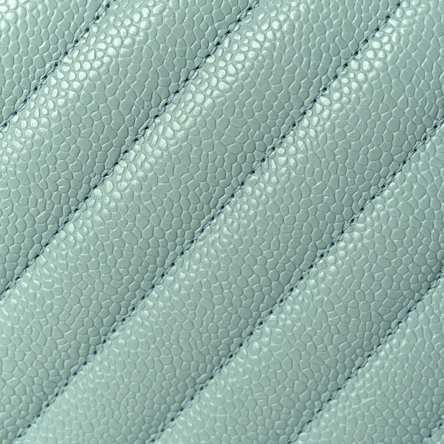 Caviar Chevron Quilted Medium Boy Flap  Light Blue