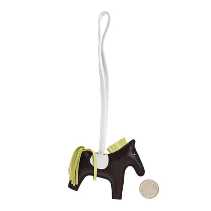 Hermes Milo Lambskin Grigri Rodeo Horse Bag Charm PM Rouge Sellier Jaune Bourgeon Bleu Brume 2 of 6