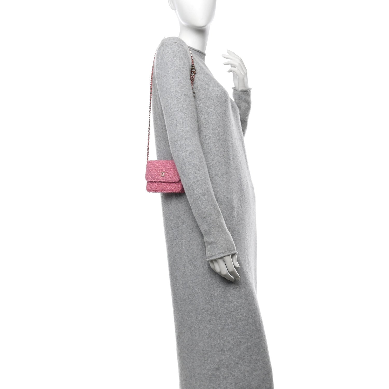 Chanel Tweed Quilted Flap Chain Waist Bag Pink 3 of 11