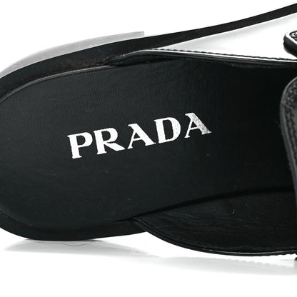 Prada Spazzolato Triangle 40mm Loafer Mules 37 Black 7 of 8