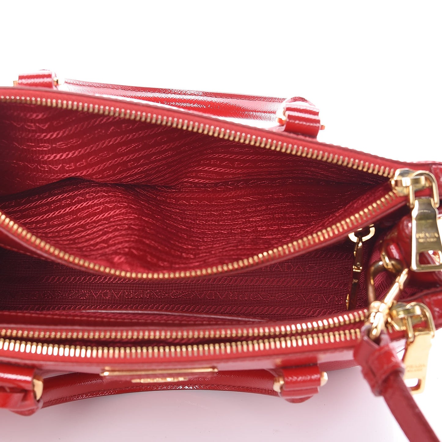 Saffiano Vernice Small Galleria Double Zip Tote Rosso