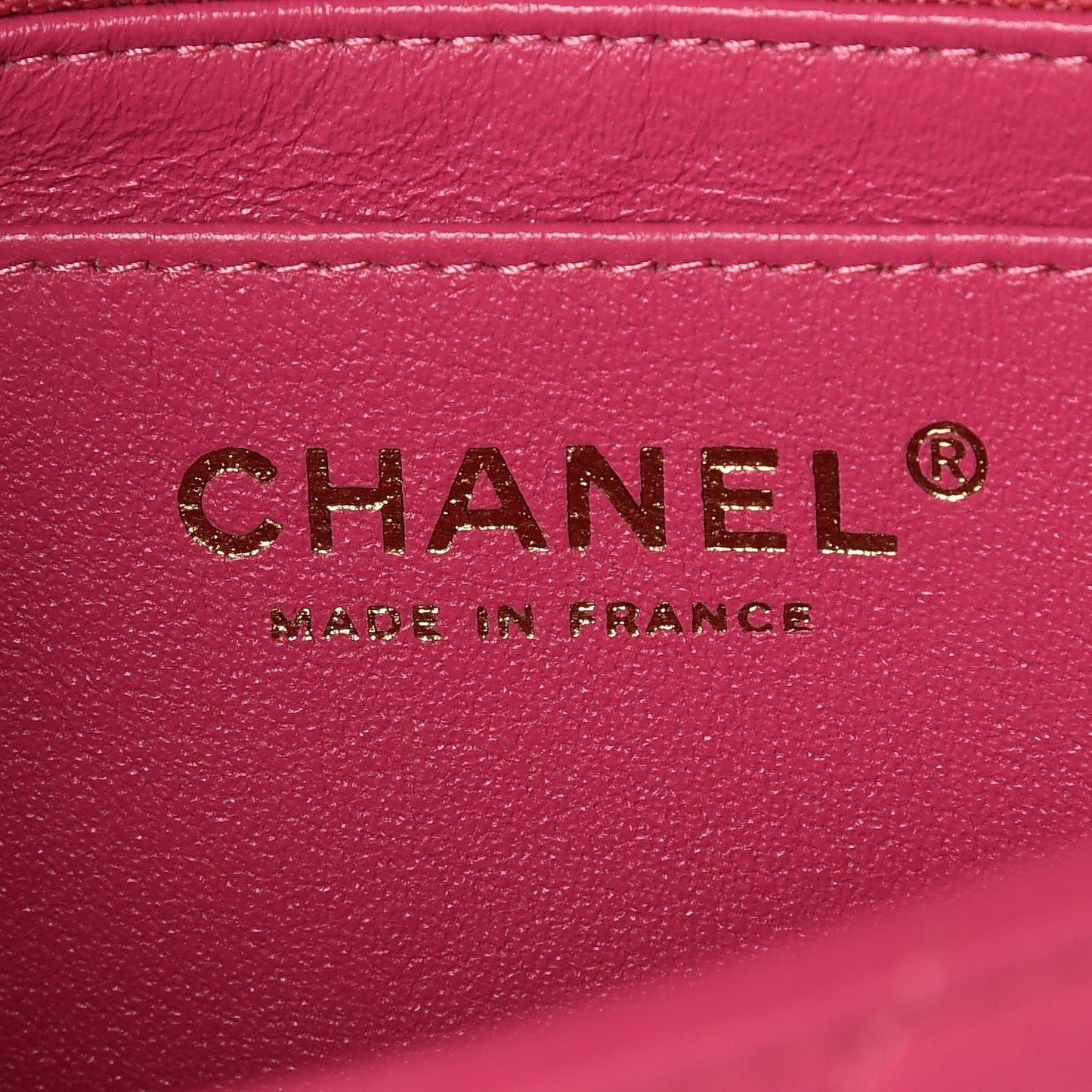 Lambskin Chevron Quilted Mini Rectangular Flap Fuchsia