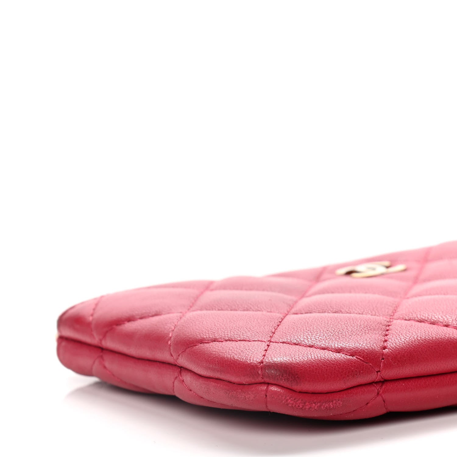 Chanel Lambskin Quilted Small Cosmetic Case Dark Pink 9 of 15
