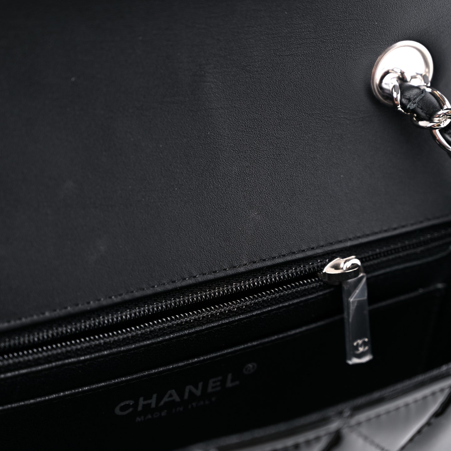 Patent Calfskin Quilted Bi-Color Mini Rectangular Flap Pink Black