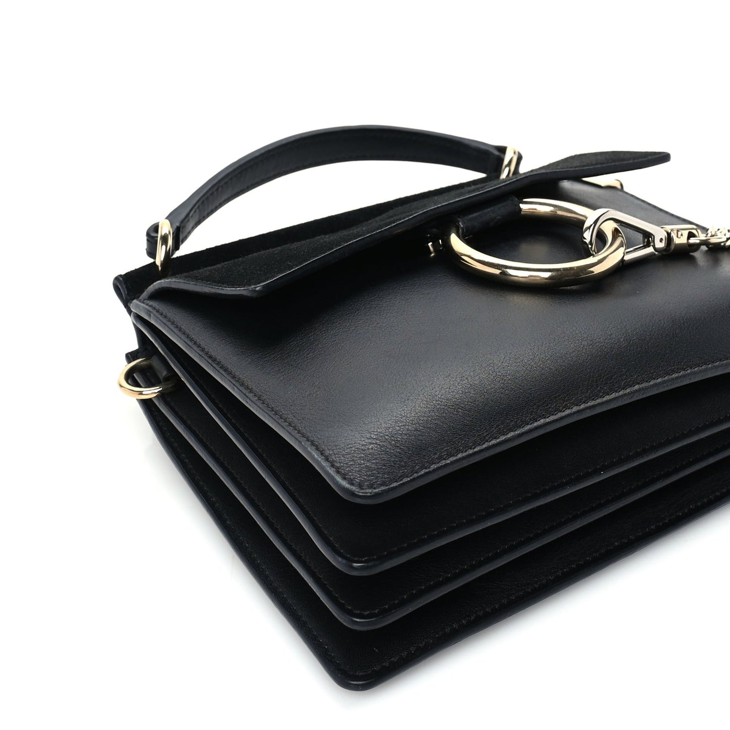Suede Calfskin Small Faye Shoulder Bag Black
