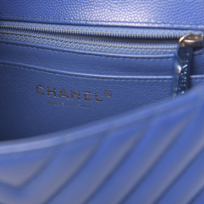 Chanel Caviar Chevron Quilted Mini Square Flap Blue 6 of 10