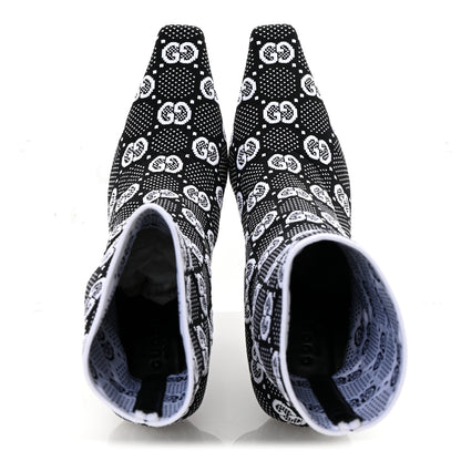 Gucci Technical Jersey Knit GG Monogram Square G 75mm Ankle Boots 38 Black Great White 2 of 9