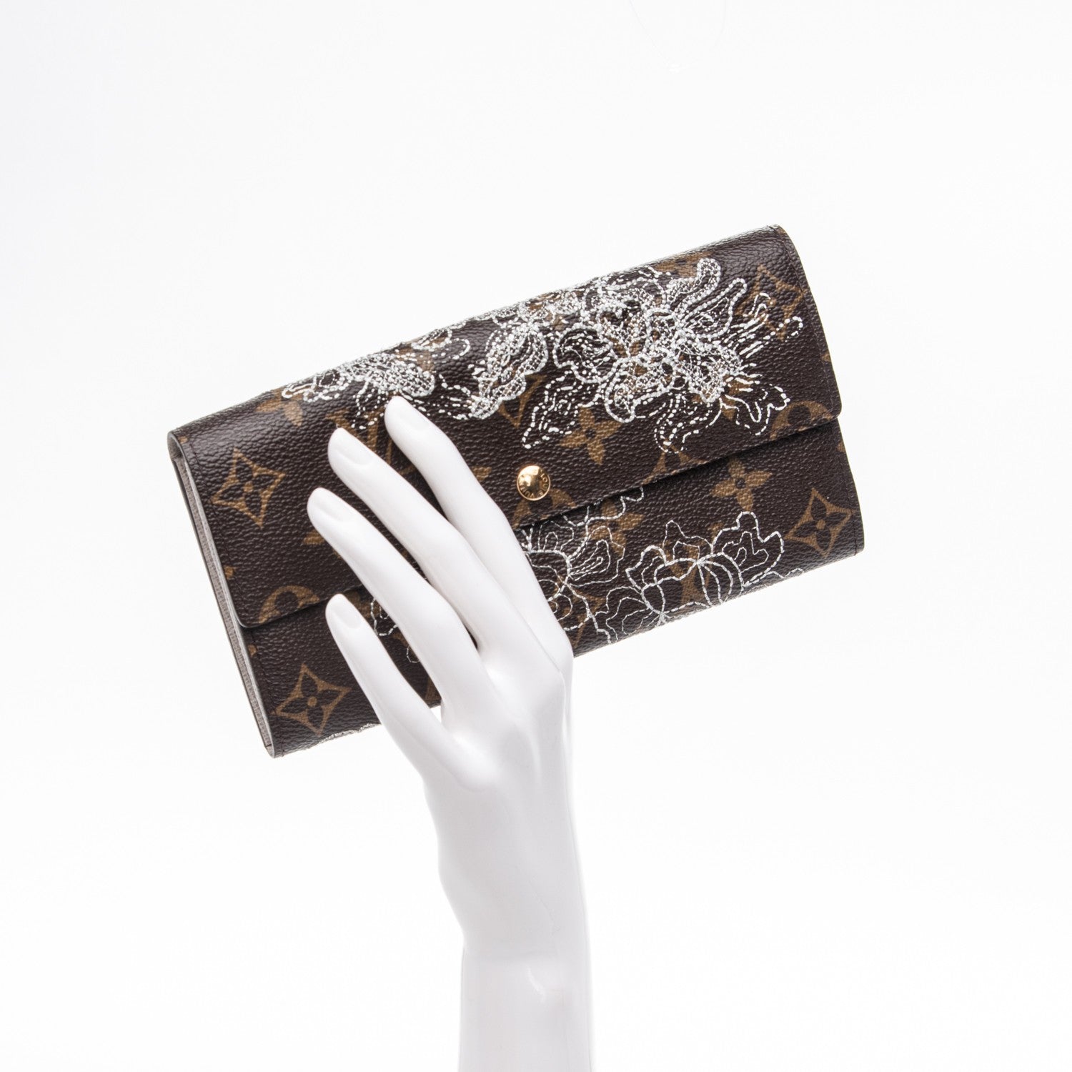 Louis Vuitton Monogram Dentelle Sarah Wallet Silver 2 of 7