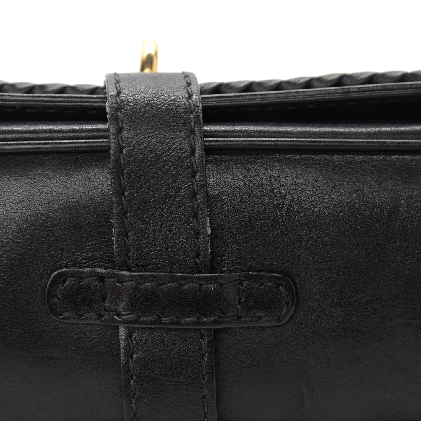 Calfskin Handmade Medium Flap Shoulder Bag Black