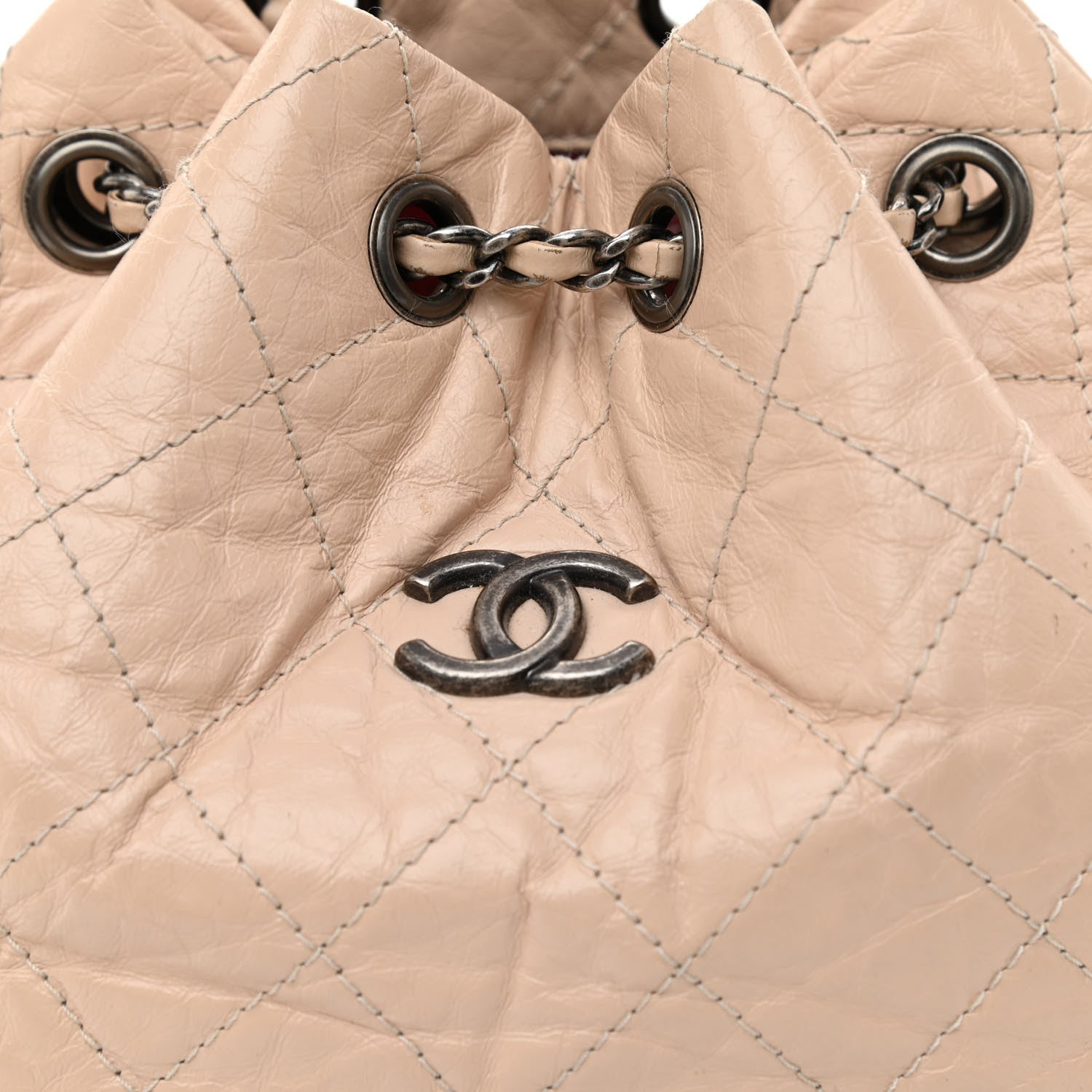 Chanel Aged Calfskin Quilted Small Gabrielle Backpack Beige Black 8 of 14