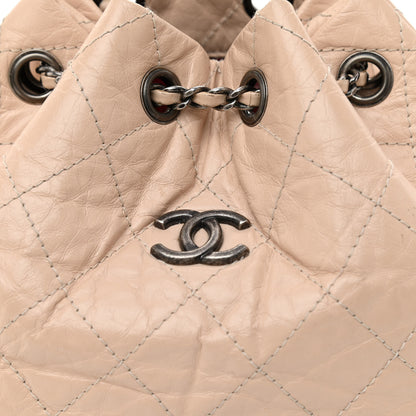 Chanel Aged Calfskin Quilted Small Gabrielle Backpack Beige Black 8 of 14