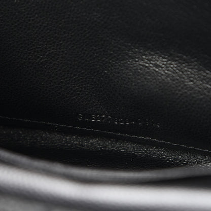 Saint Laurent Grain De Poudre Matelasse Chevron Monogram Chain Wallet Black White 7 of 8