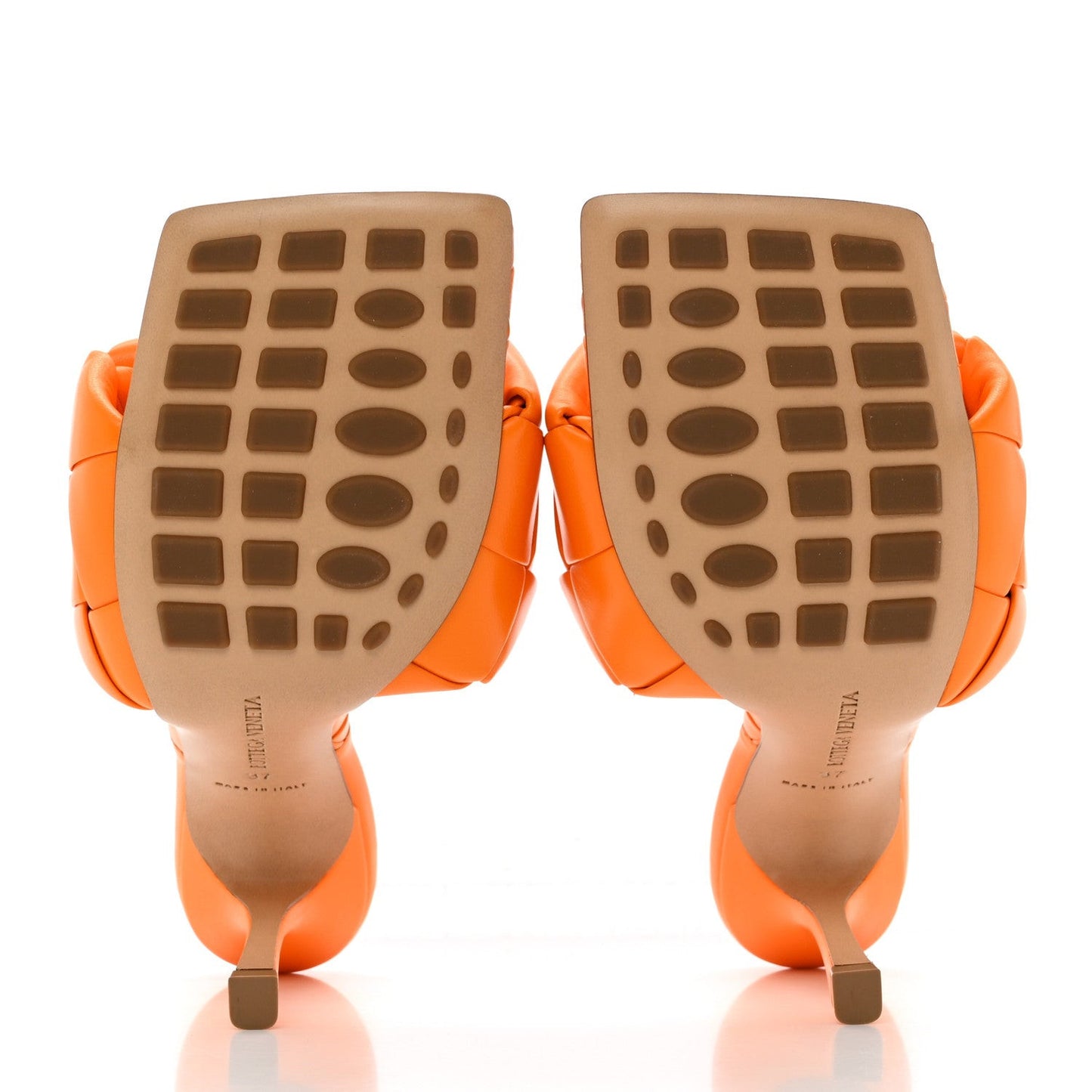 Nappa Maxi Intrecciato Lido Mule Sandals 37 Tangerine