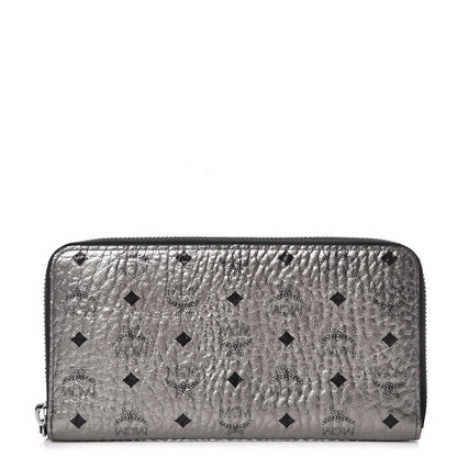 MCM Visetos Large Zip Around Wallet Silver 1 of 11