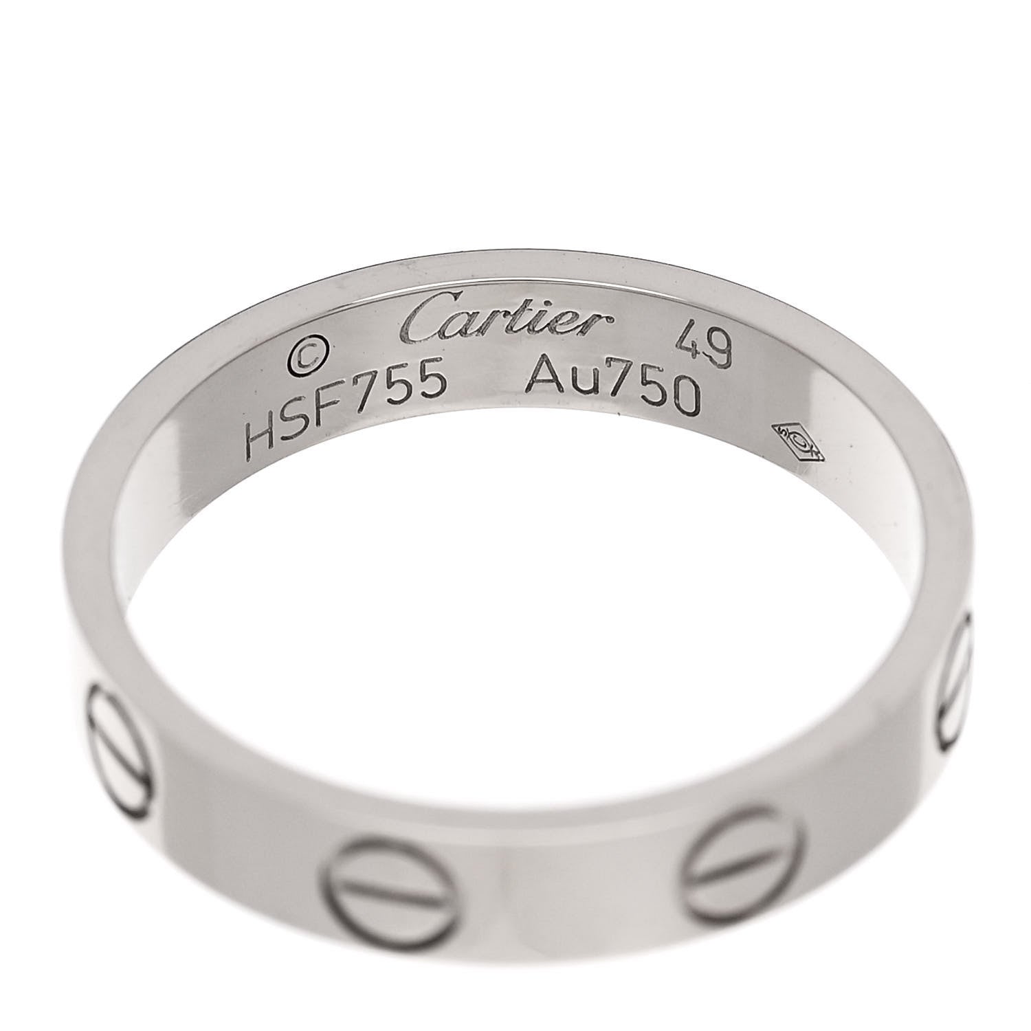 Cartier 18K White Gold 3.5mm LOVE Wedding Band Ring 49 5 4 of 4