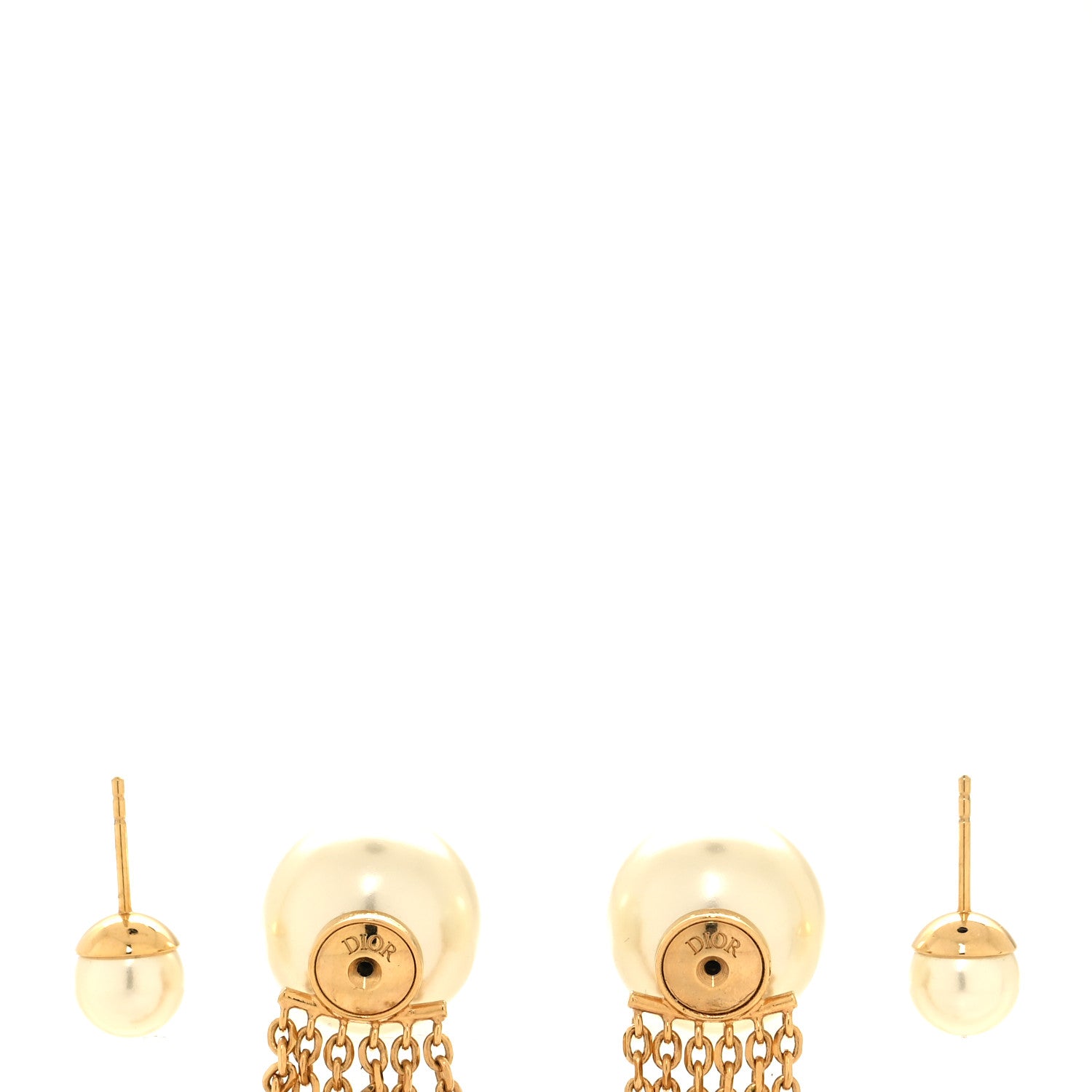 Christian Dior Pearl Charms Tribale Dangle Chain Earrings Gold 3 of 4