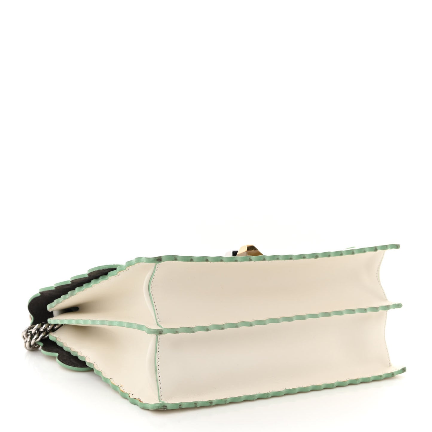 Vitello Liberty Scalloped Studded Kan I Shoulder Bag Bianco