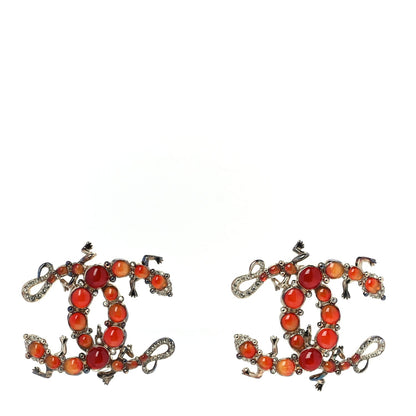 Chanel Crystal CC Gecko Clip On Earrings Gold 1 of 4