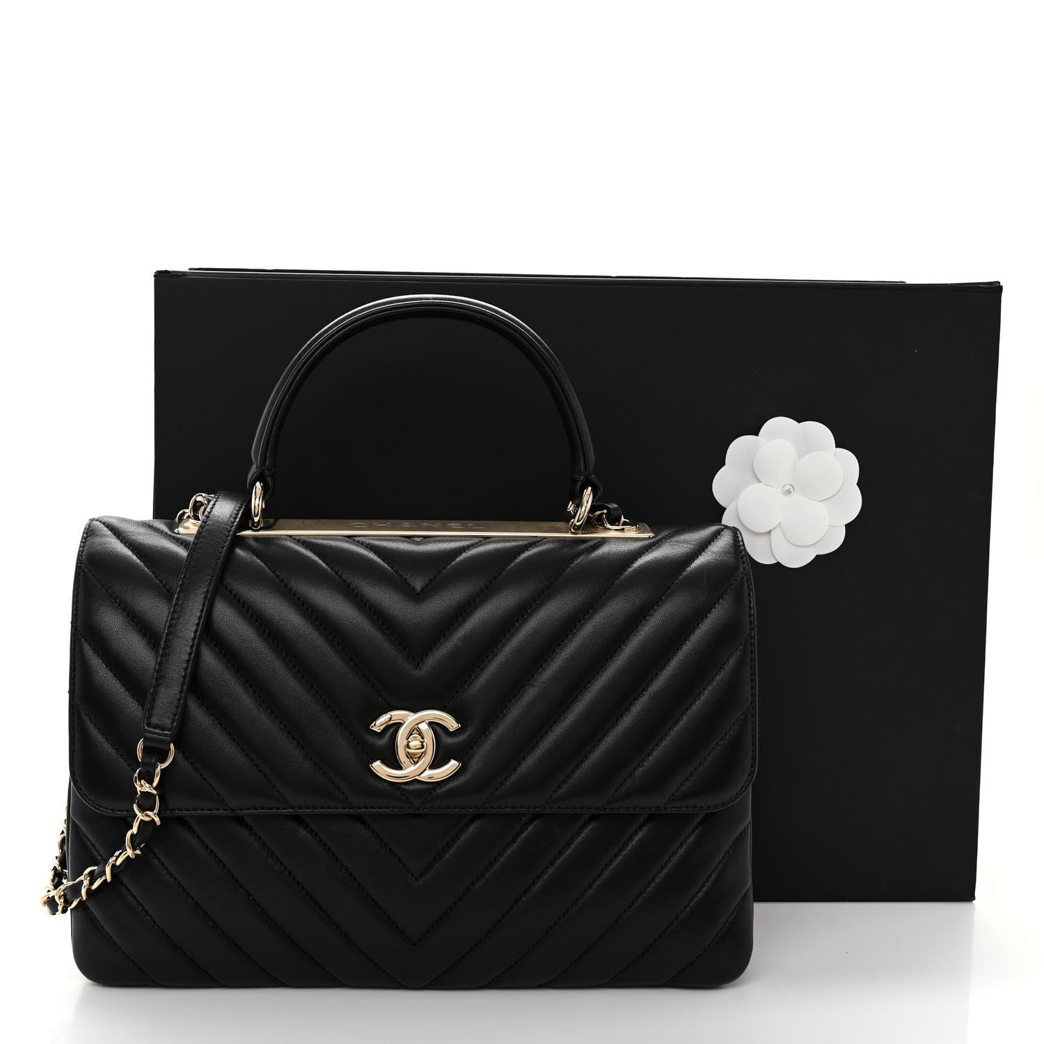 Chanel Lambskin Chevron Quilted Medium Trendy CC Dual Handle Flap Bag Black 13 of 13