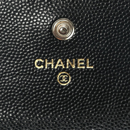 Chanel CHANEL Caviar Metal Perforated Quilted CC Flap Card Holder Black 6 of 9