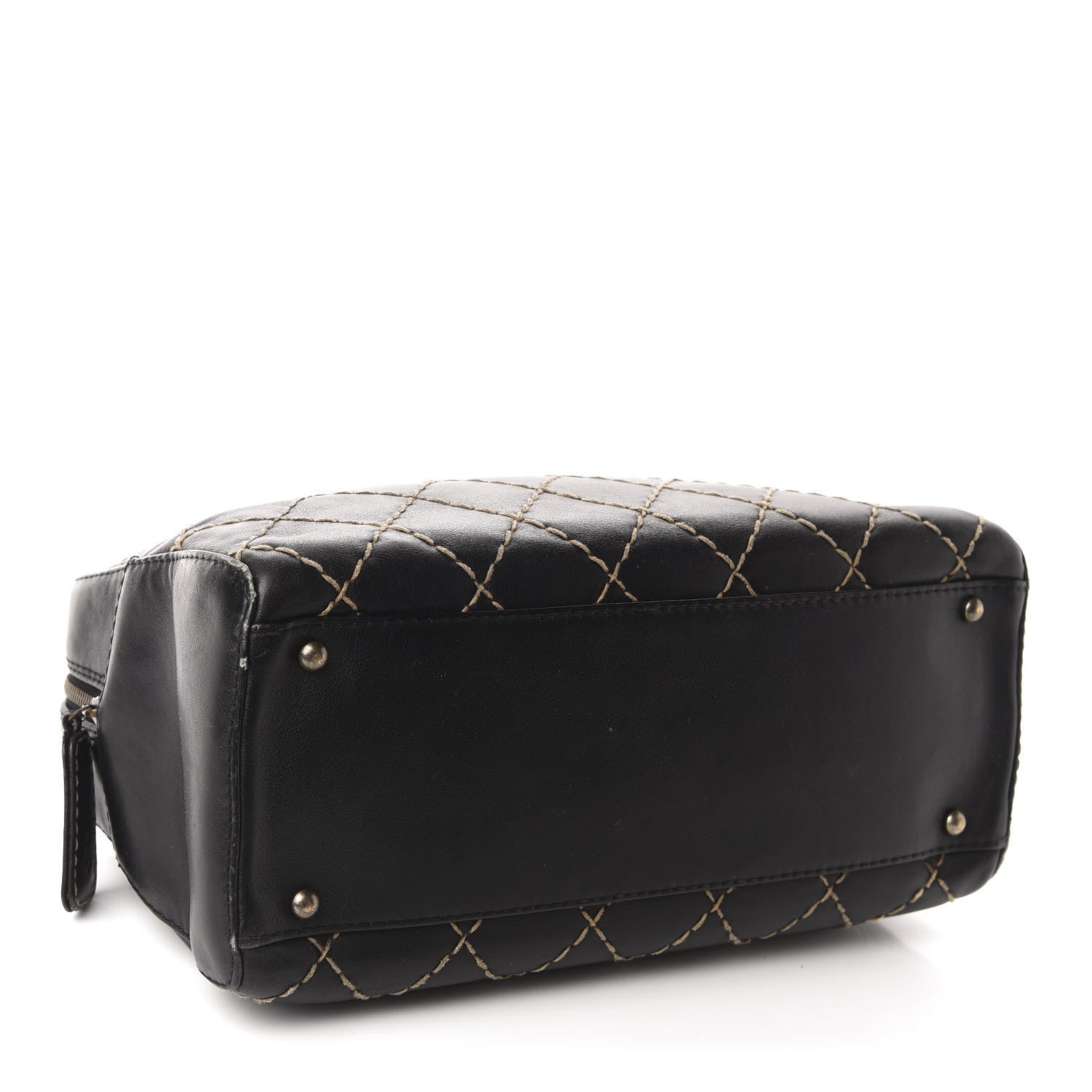 Chanel Calfskin Wild Stitch Top Handle Bag Black 4 of 14