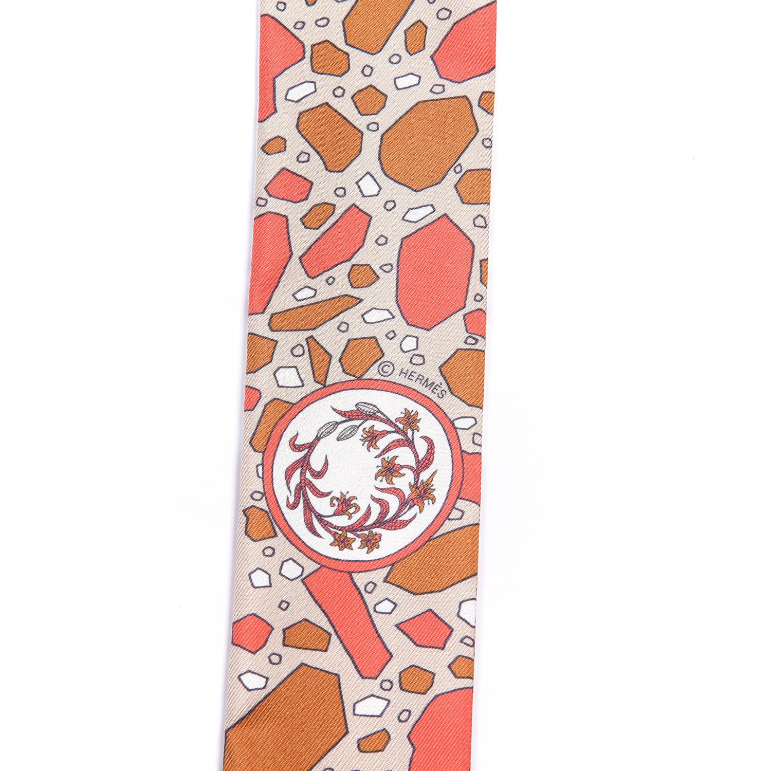 Hermes Silk La Danse Des Amazones Twilly Beige Corail Brun 4 of 4