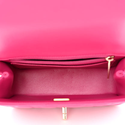 Chanel Lambskin Quilted Mini Crystal Top Handle Rectangular Flap Dark Pink 5 of 10