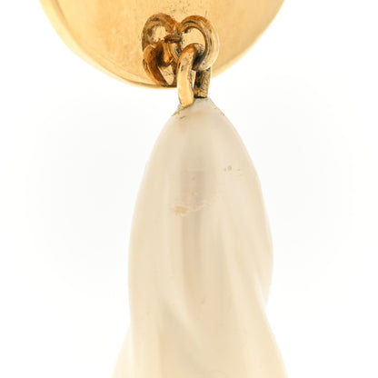Chanel Pearl Resin CC Clover Clip On Earrings Gold 5 of 5