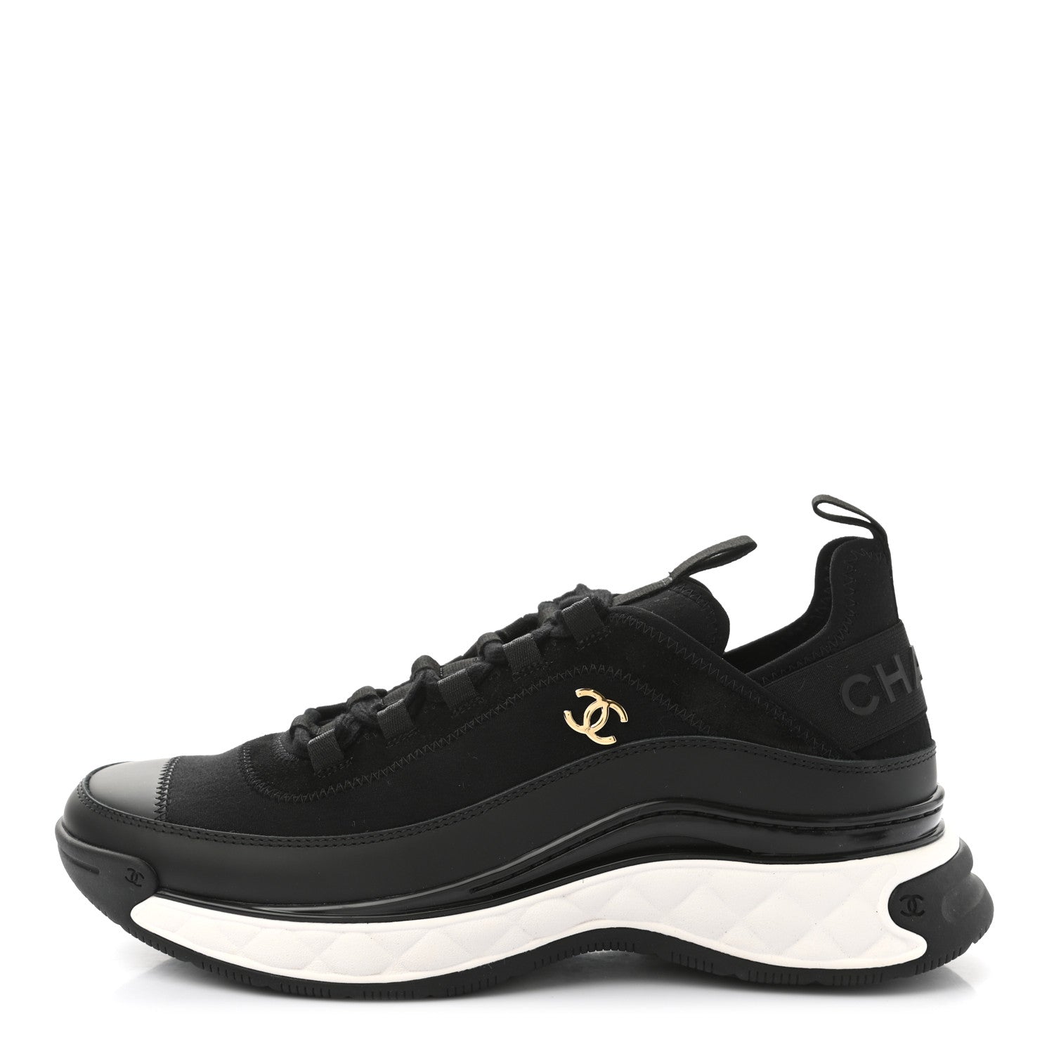 Chanel Velvet Calfskin Mixed Fibers CC Sneakers 40 Black 1 of 9