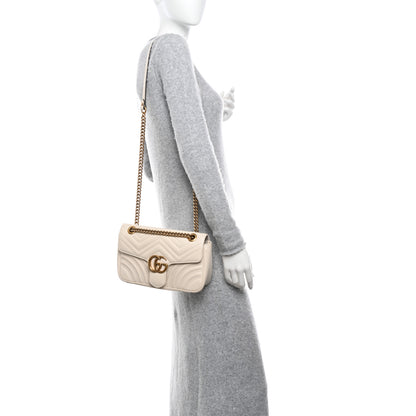 Gucci Calfskin Matelasse Small GG Marmont Shoulder Bag White 2 of 9