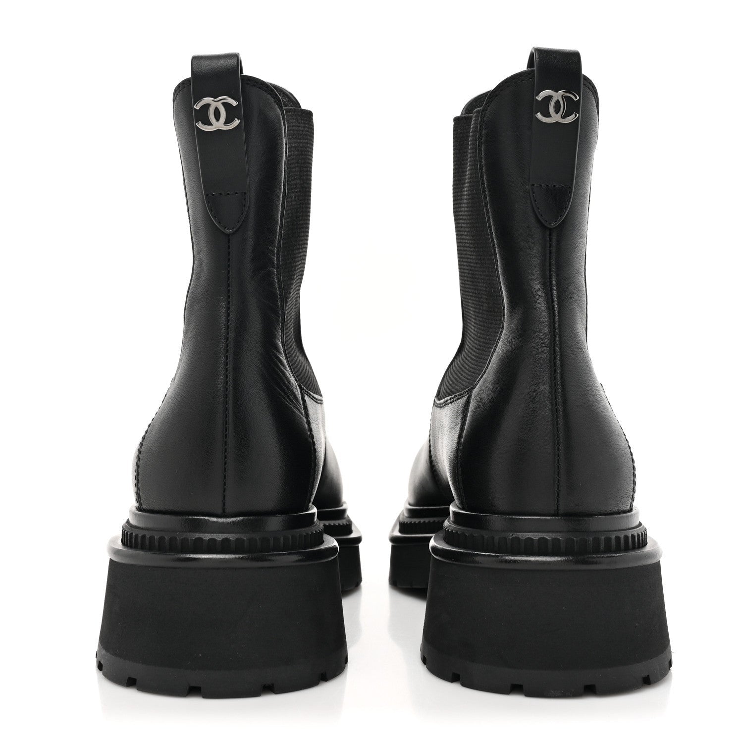 Chanel Calfskin Patent Cap Toe Ankle Boots 37.5 Black 4 of 7