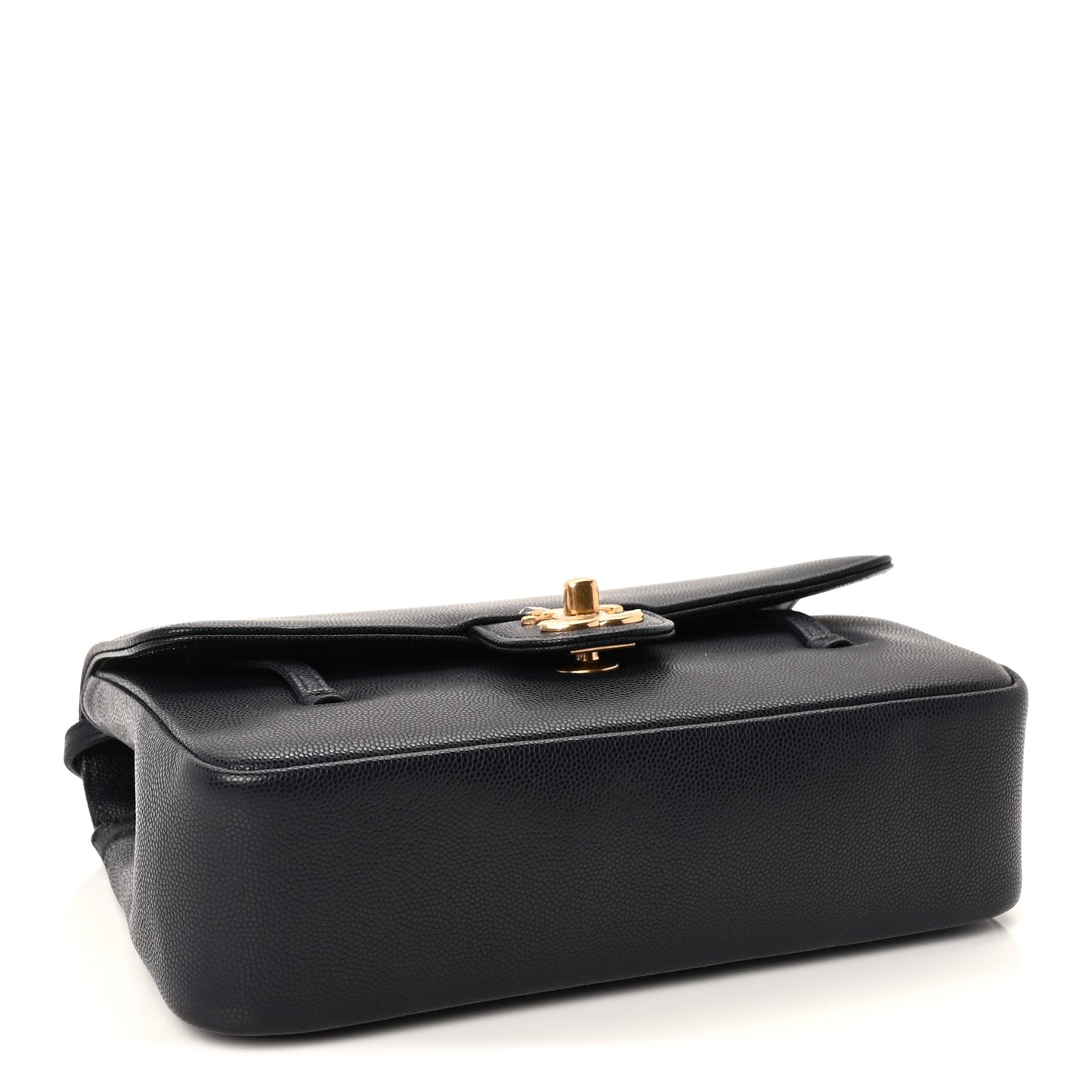 Shiny Caviar Preppy Coco Small Flap Bag Navy