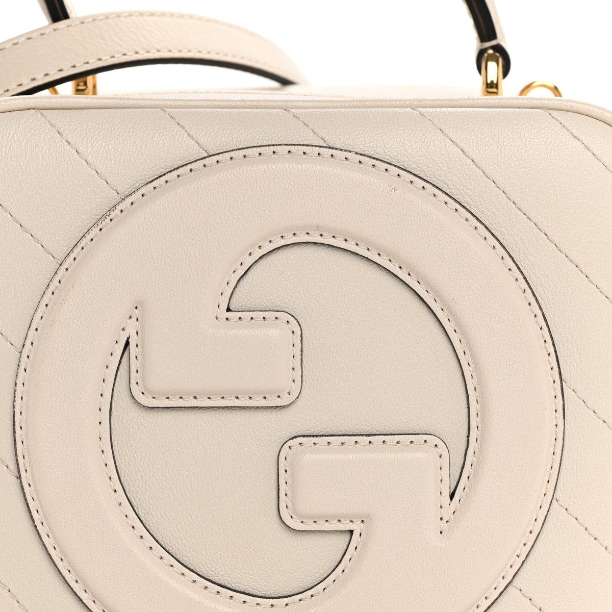 Gucci Sakai Be Green Calfskin Diagonal Stitched Blondie Top Handle Bag Mystic White 6 of 8
