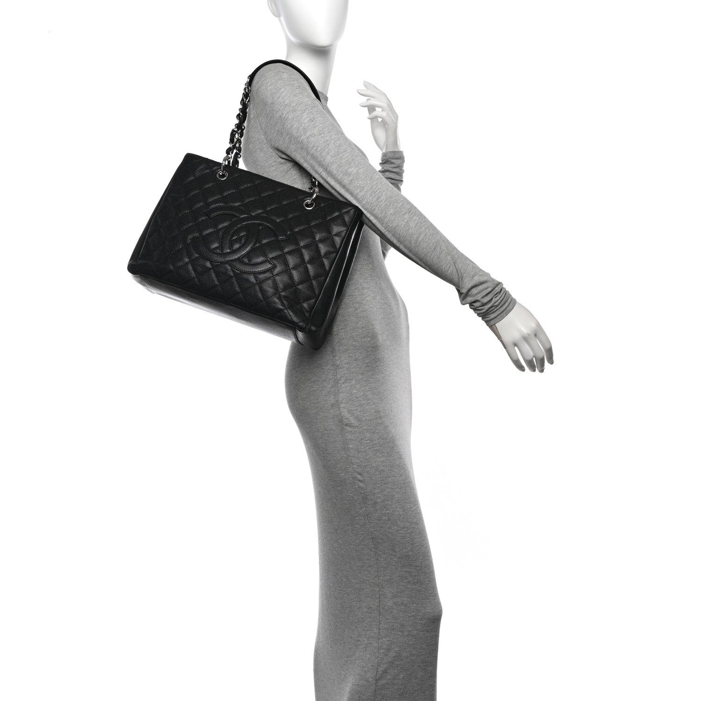 Caviar Quilted Grand Shopping Tote GST Black