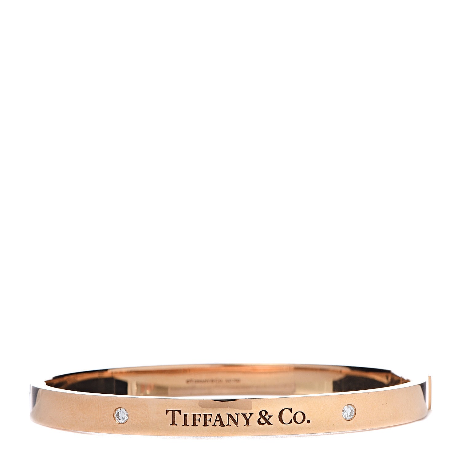 Tiffany 18K Rose Gold Diamond Hinged Bangle Bracelet 1 of 4