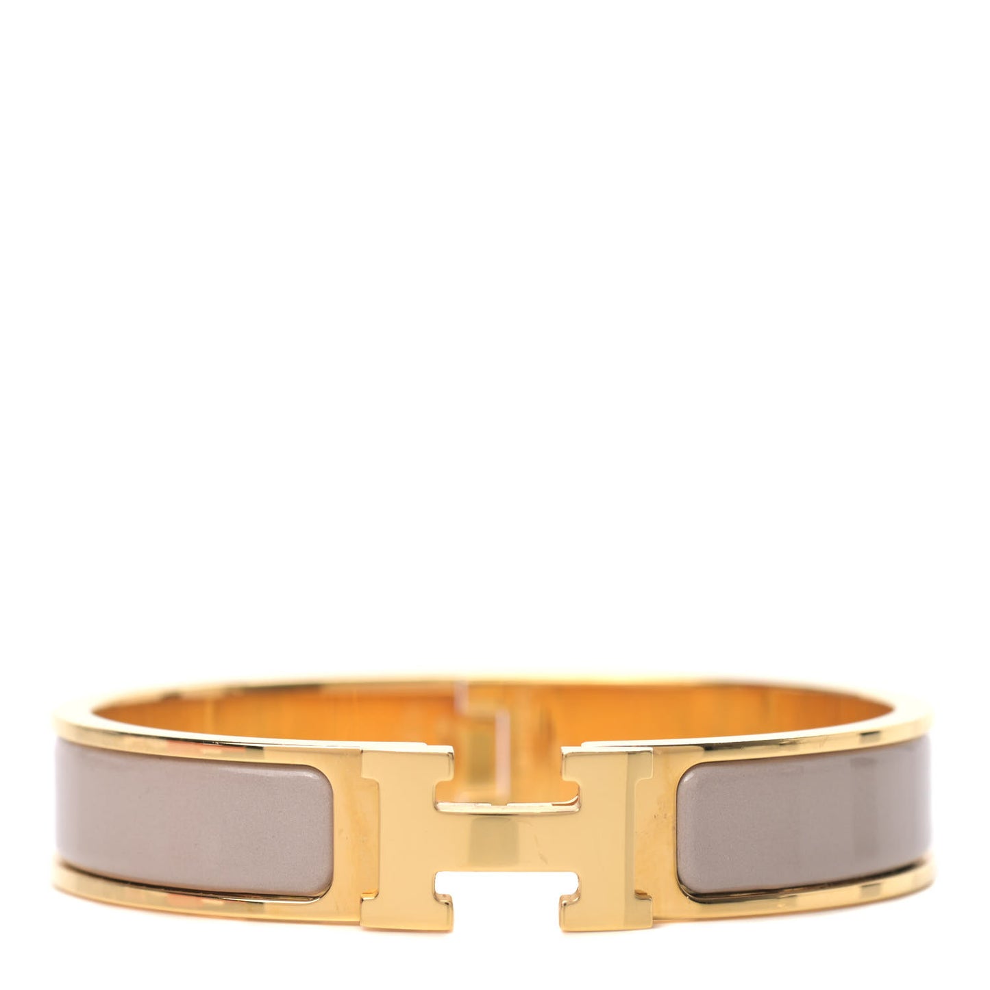 Enamel Narrow Clic Clac H Bracelet PM Marron Glace