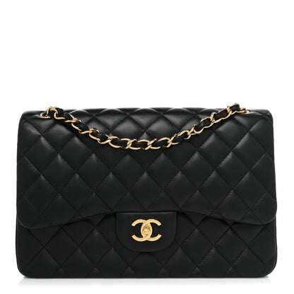 Chanel Lambskin Quilted Jumbo Double Flap Black 1 of 11