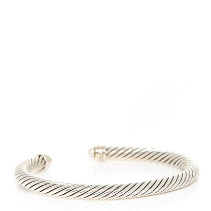 David Yurman Sterling Silver Diamond Pearl 5mm Cable Classics Bracelet 3 of 5