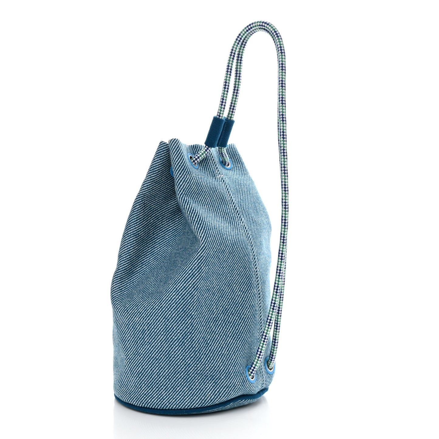 Toile H Canvas Les Cabanes Drawstring Duffle Bag Bleu Paon