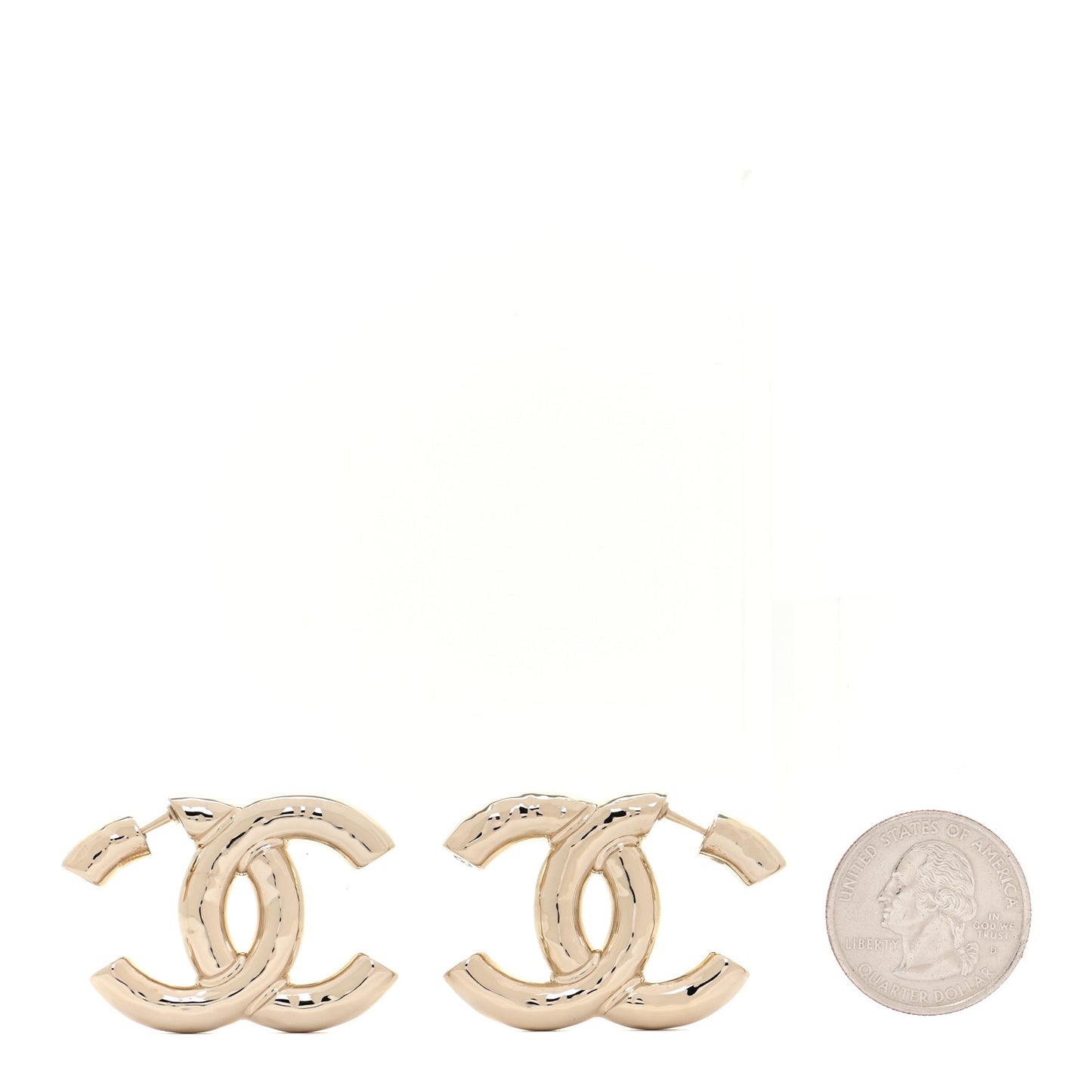 Metal Large CC Earrings Light Gold