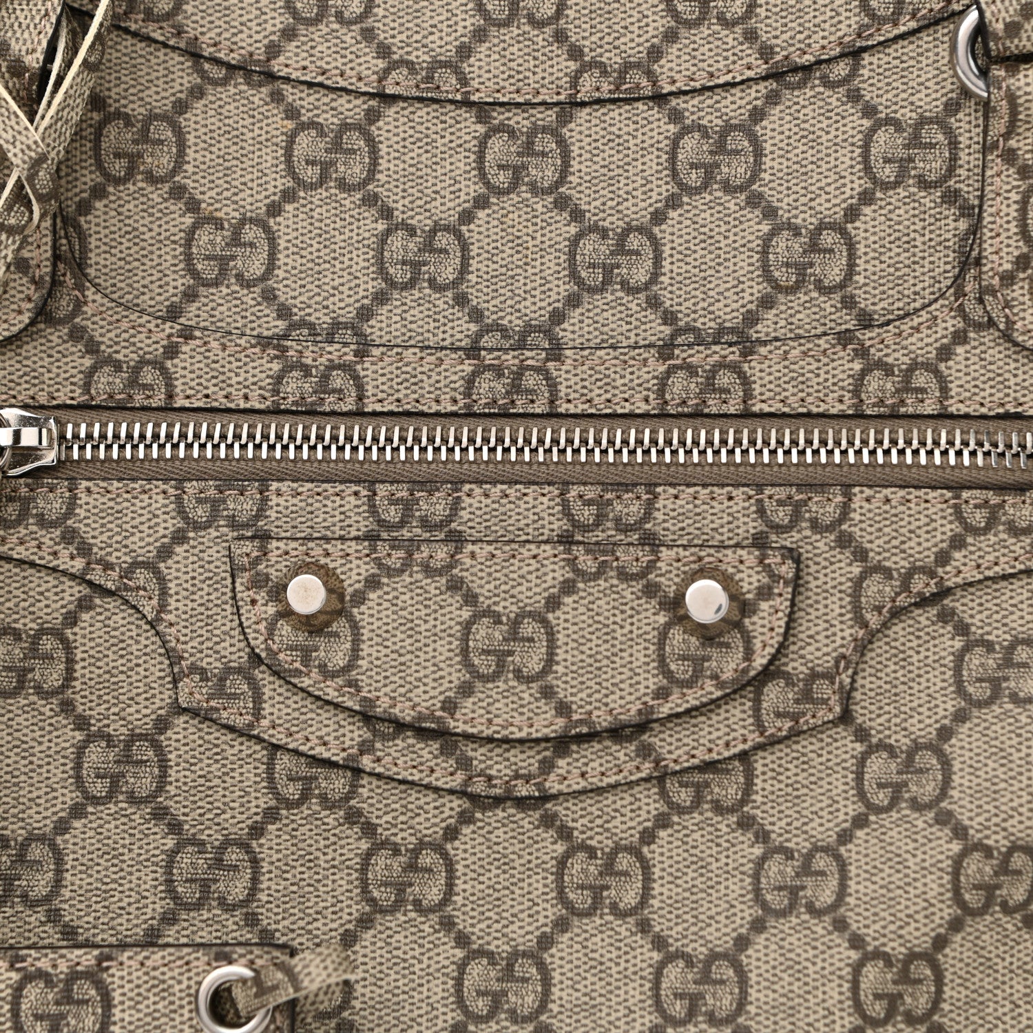 Balenciaga X GUCCI GG Supreme Monogram Neo Classic Silver Hardware City Beige Ebony 8 of 10