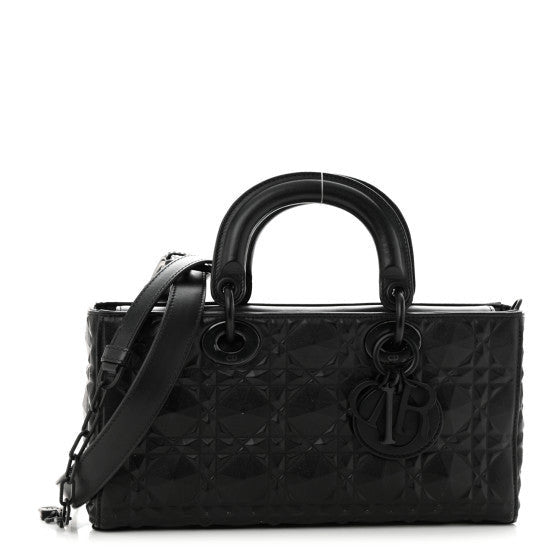 Calfskin Cannage Diamond Medium Lady D-Joy  Black